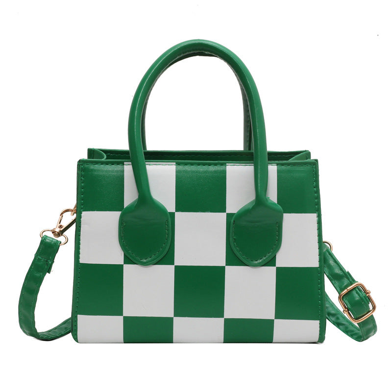 Wholesale chessboard stitching plaid contrasting color small square armpit PU handbag